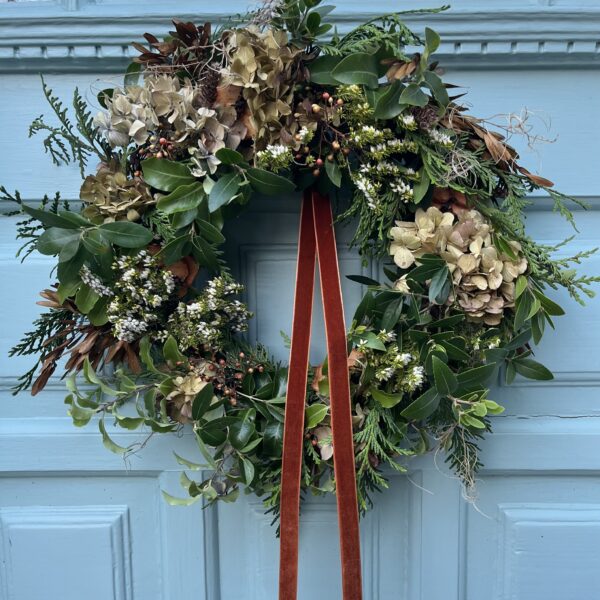 Wild Hydrangea Hanging Wreath